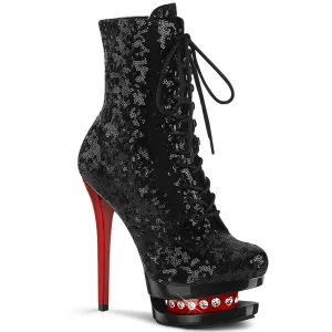 6 Inch Heel BLONDIE-R-1020 Black Sequins Red