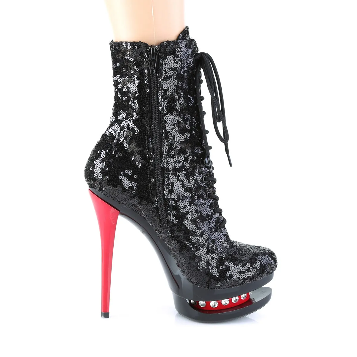 6 Inch Heel BLONDIE-R-1020 Black Sequins Red