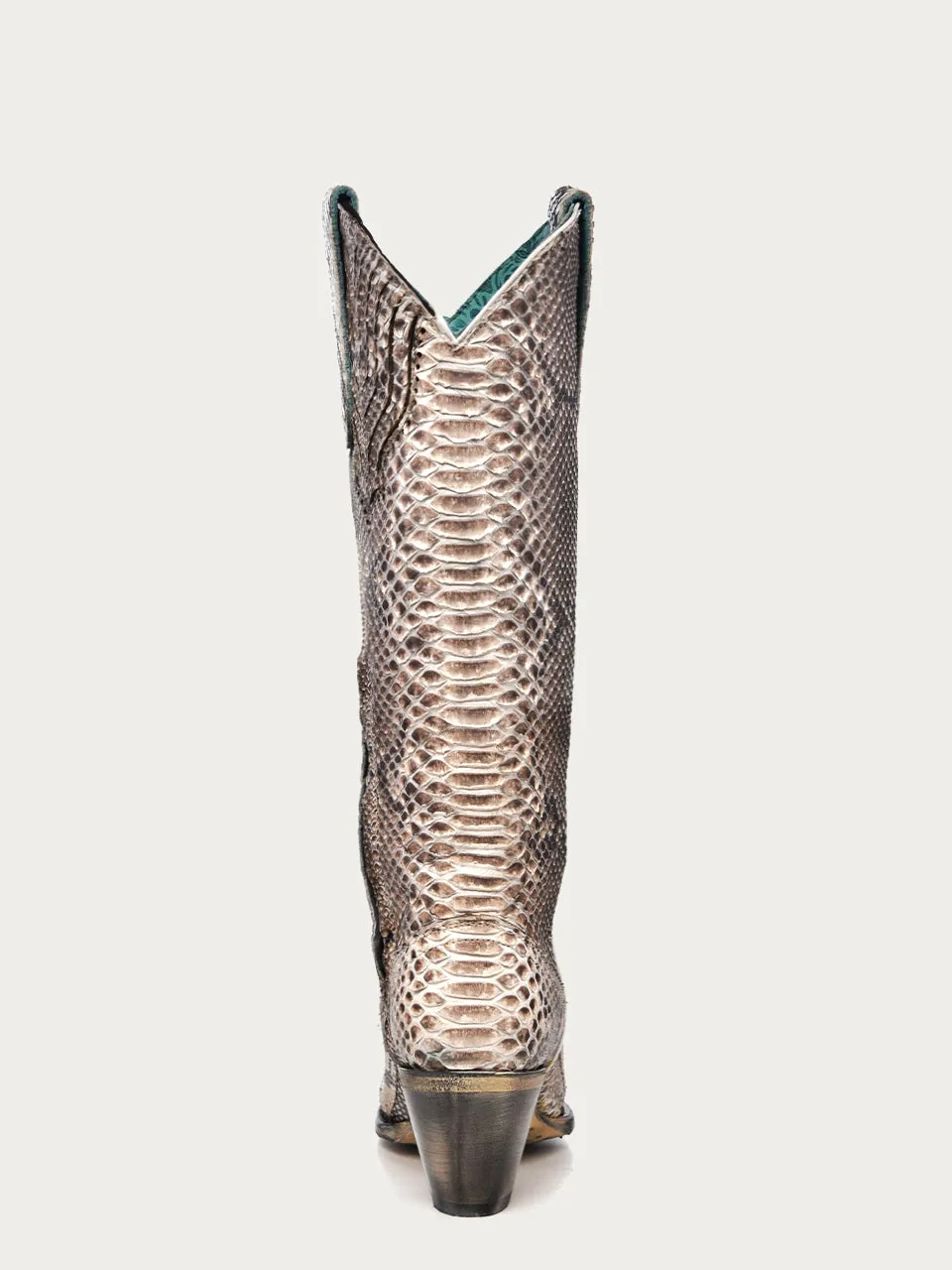 A3789 - WOMEN'S GENUINE FULL PYTHON TALL TOP SNIP TOE COWBOY BOOT