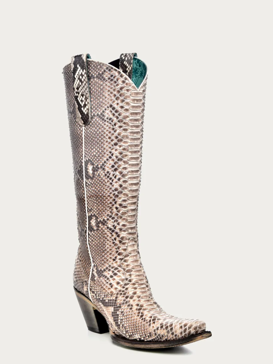 A3789 - WOMEN'S GENUINE FULL PYTHON TALL TOP SNIP TOE COWBOY BOOT