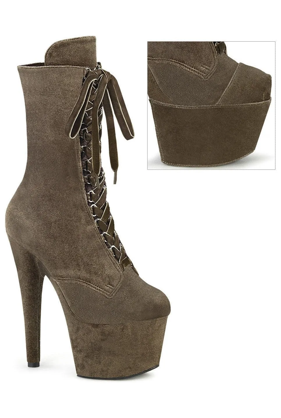 ADORE-1045VEL Green Velvet Ankle Boot