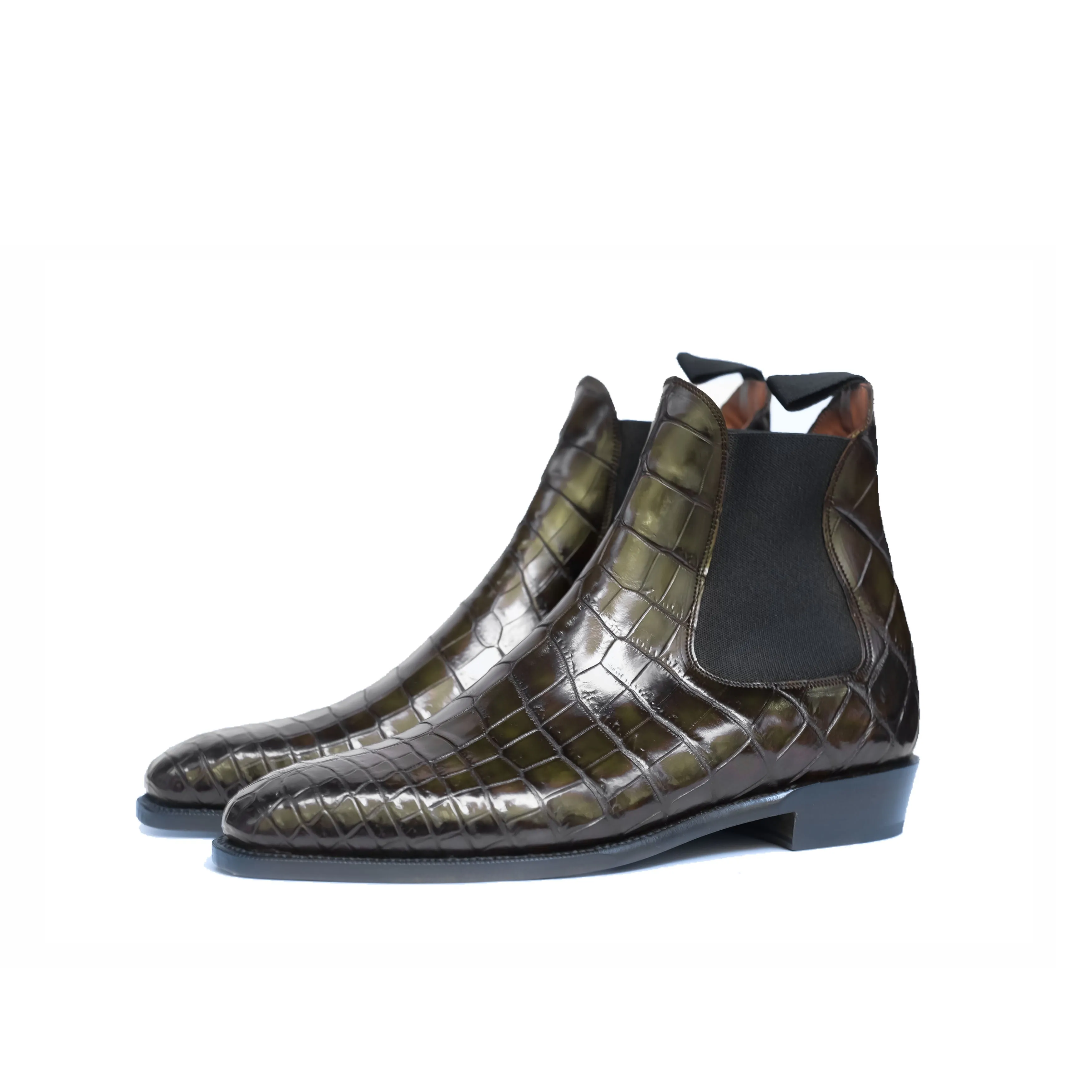 Alki Redux - MTO - Genuine Crocodile - Olive Patina - LPB Last - Single Leather Sole