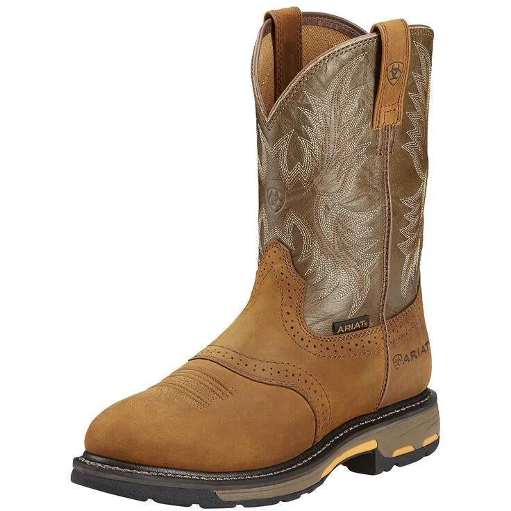 Ariat Men's WorkHog Pull-On 10 Soft Toe Work Western Boot - Bark - 10001188