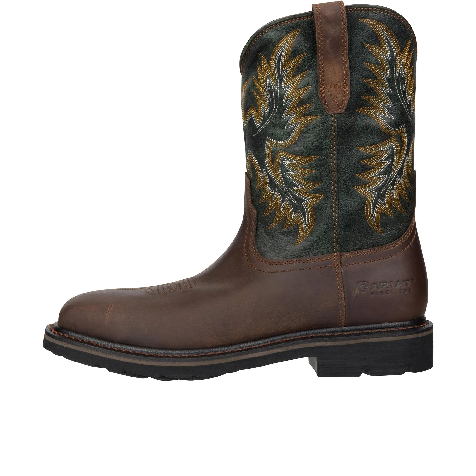 Ariat Sierra Wide Square Toe Steel Toe Dark Brown Pine Green