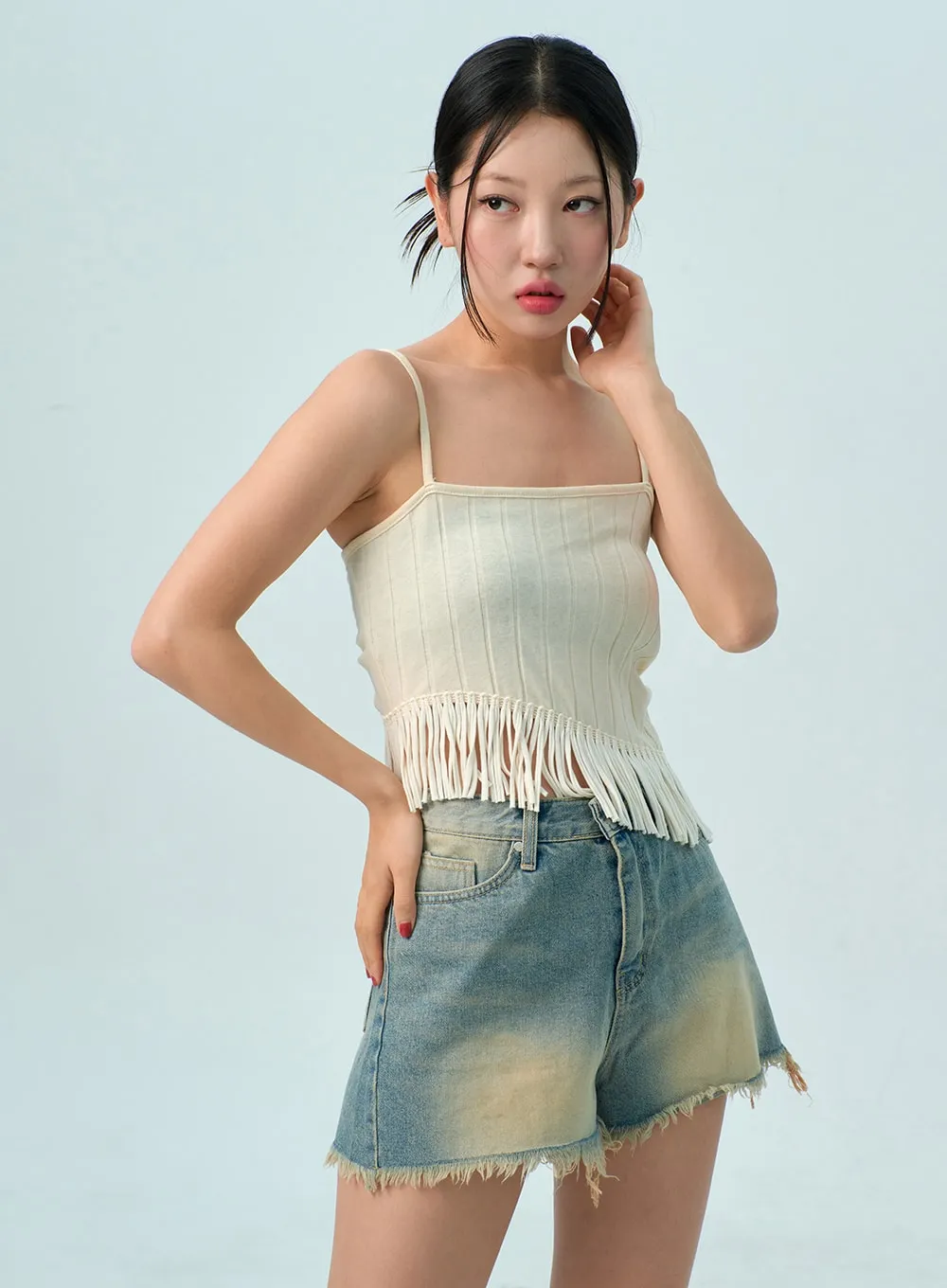 Back Tie Fringe Top BU308