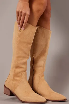 Beige Western Boots