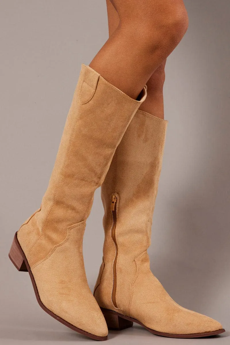 Beige Western Boots