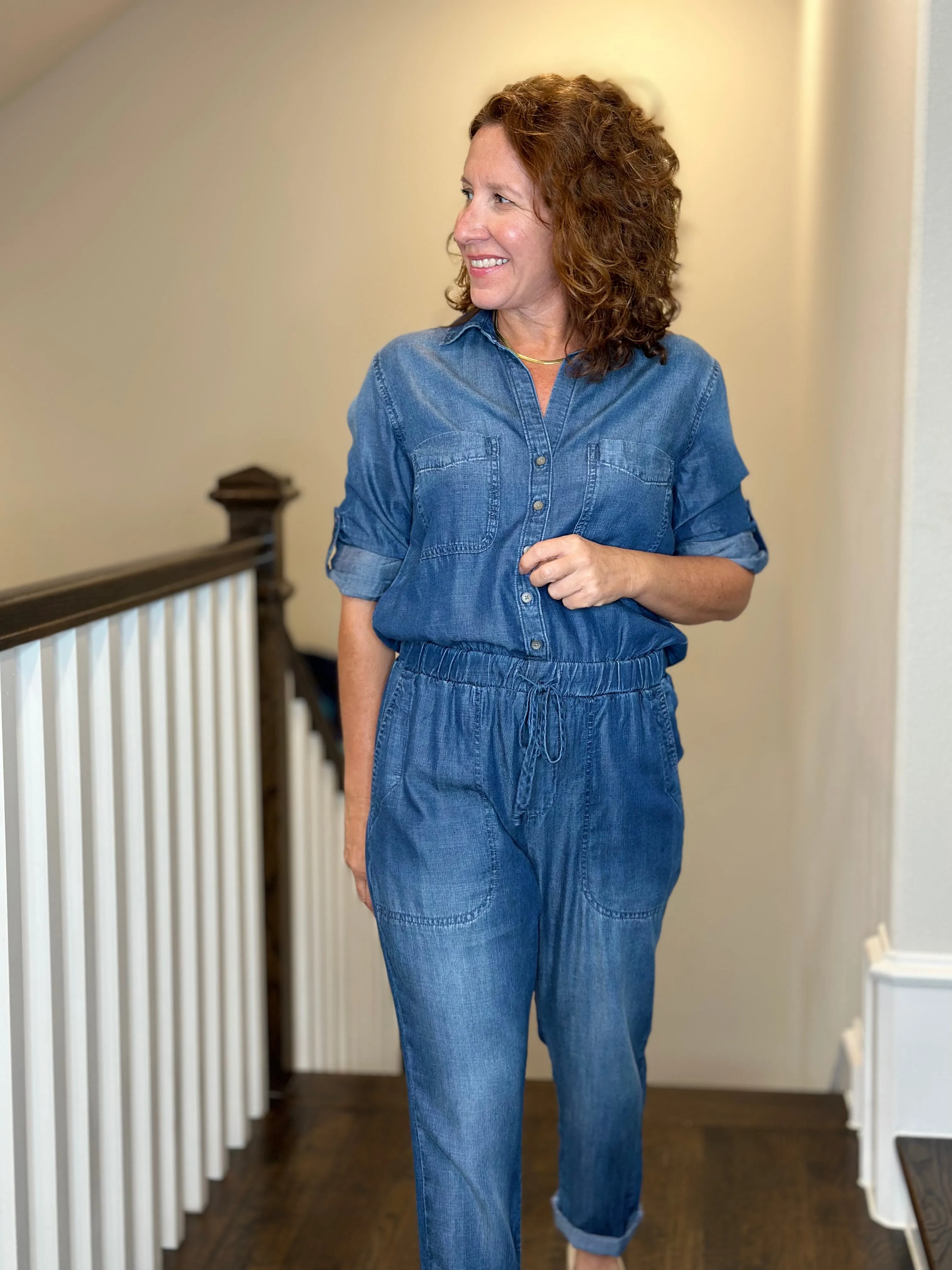 Bella Dahl Utility Jumpsuit in Dark Ombre Wash