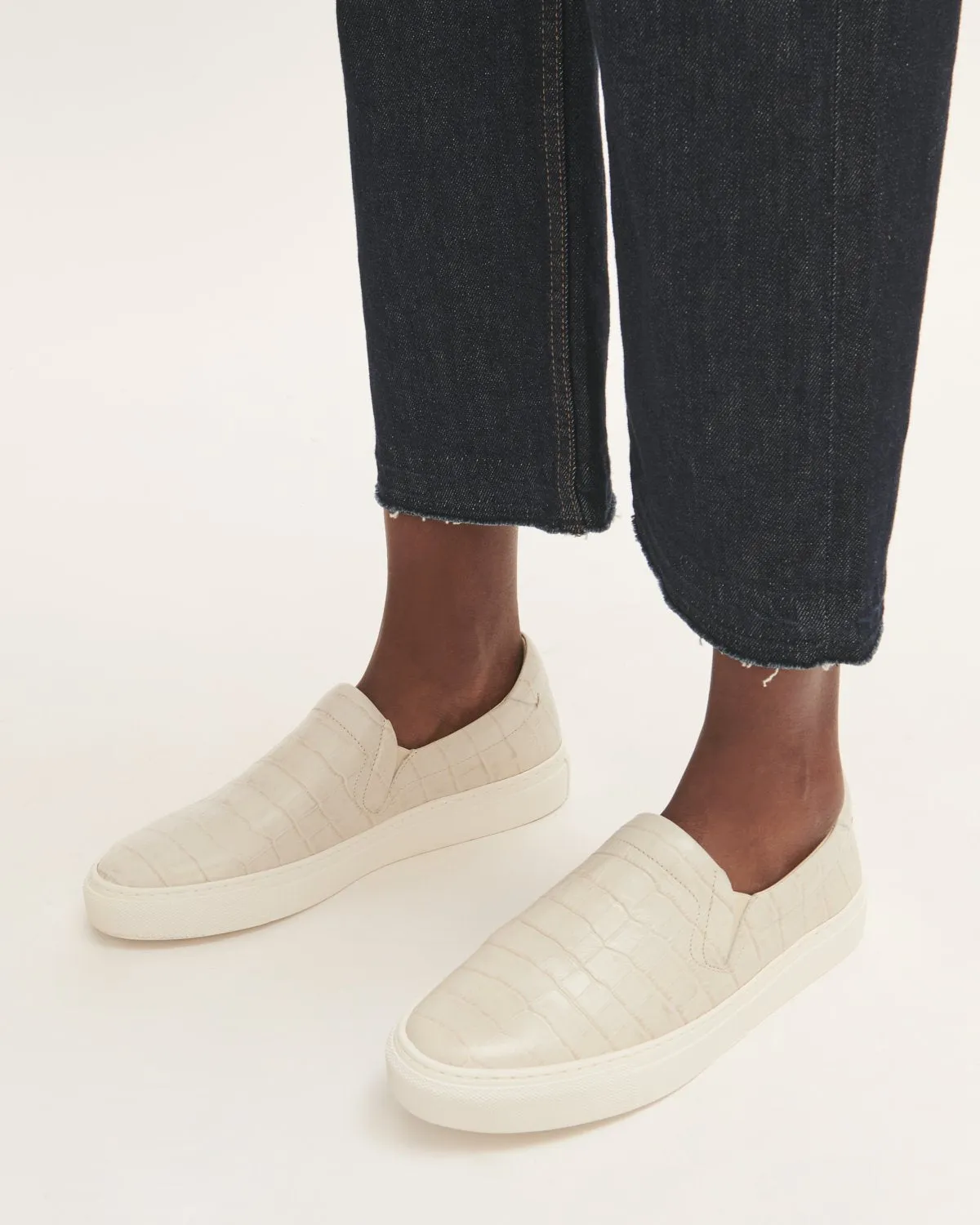 Celie Croc-Effect Trainer | Ivory