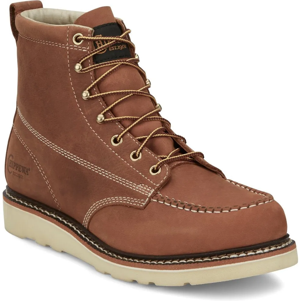 Chippewa Men's Edge Walker 6" Moc Toe Lace Up Work Boot -Tan- ED5312