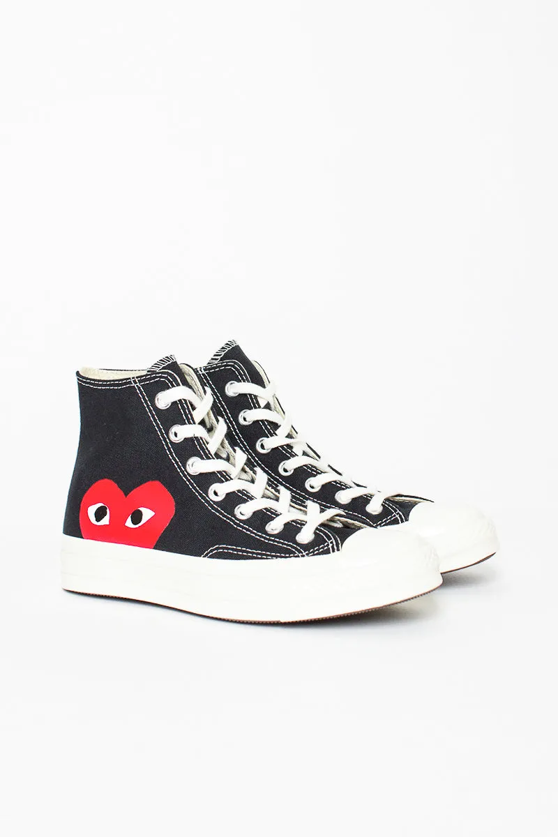 Comme Des Garons PLAY X Chuck Taylors 1970's Hi Ox Black