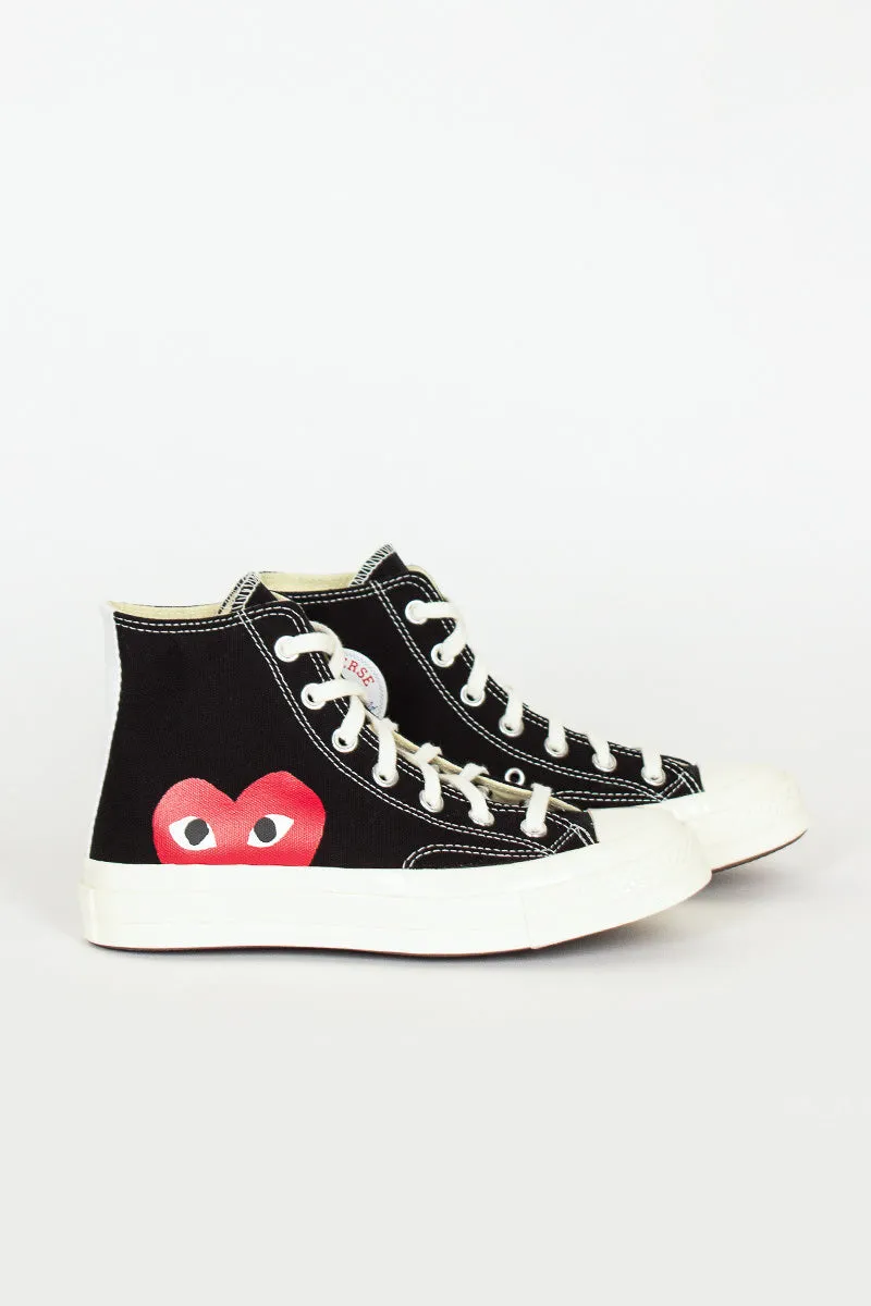 Comme Des Garons PLAY X Chuck Taylors 1970's Hi Ox Black