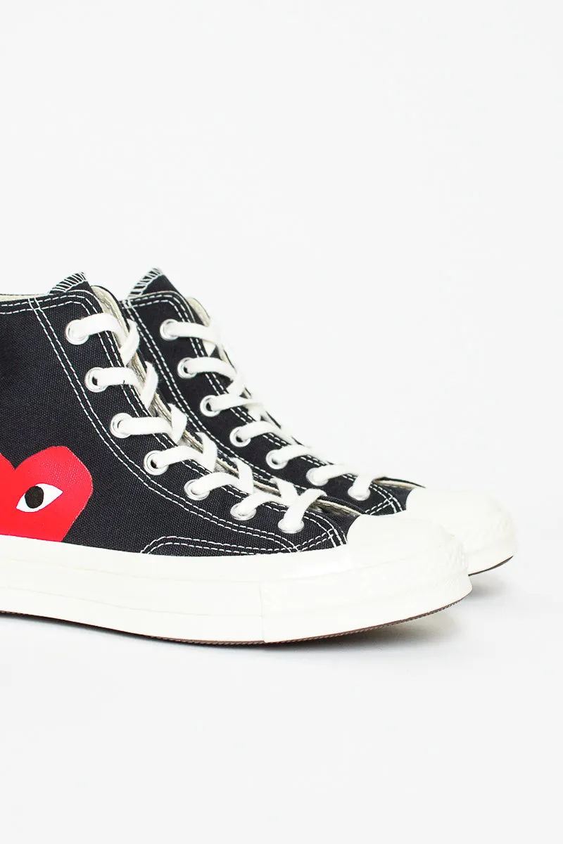 Comme Des Garons PLAY X Chuck Taylors 1970's Hi Ox Black