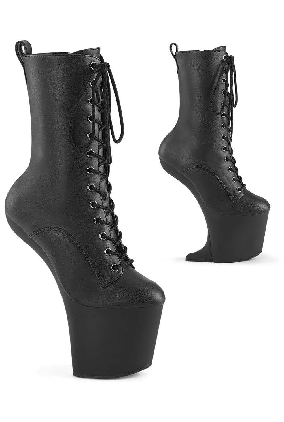 CRAZE-1040 Black Faux Leather Ankle Boot