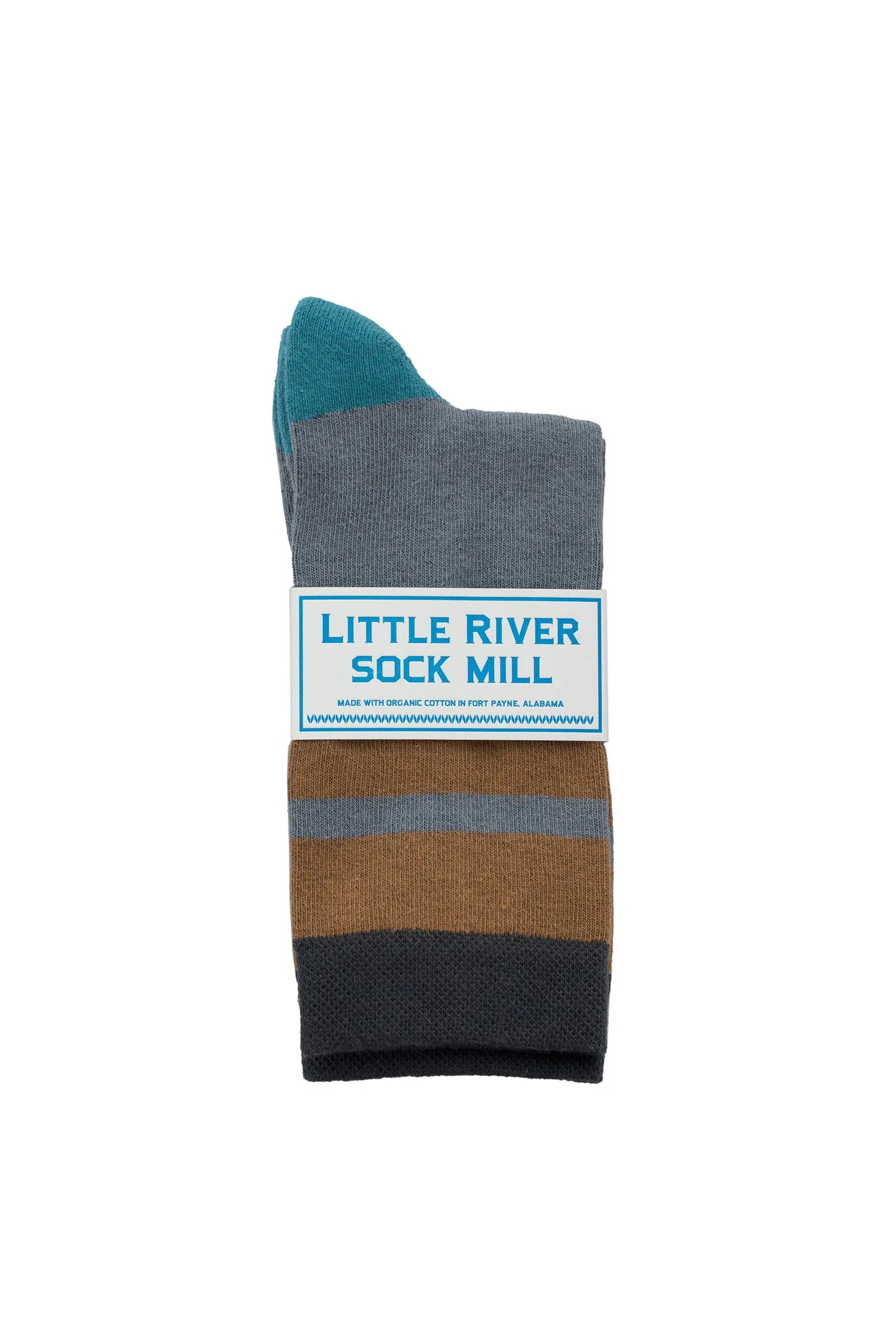 CUSHIONED STRIPED CREW SOCK BY LITTLE RIVER SOCK MILL