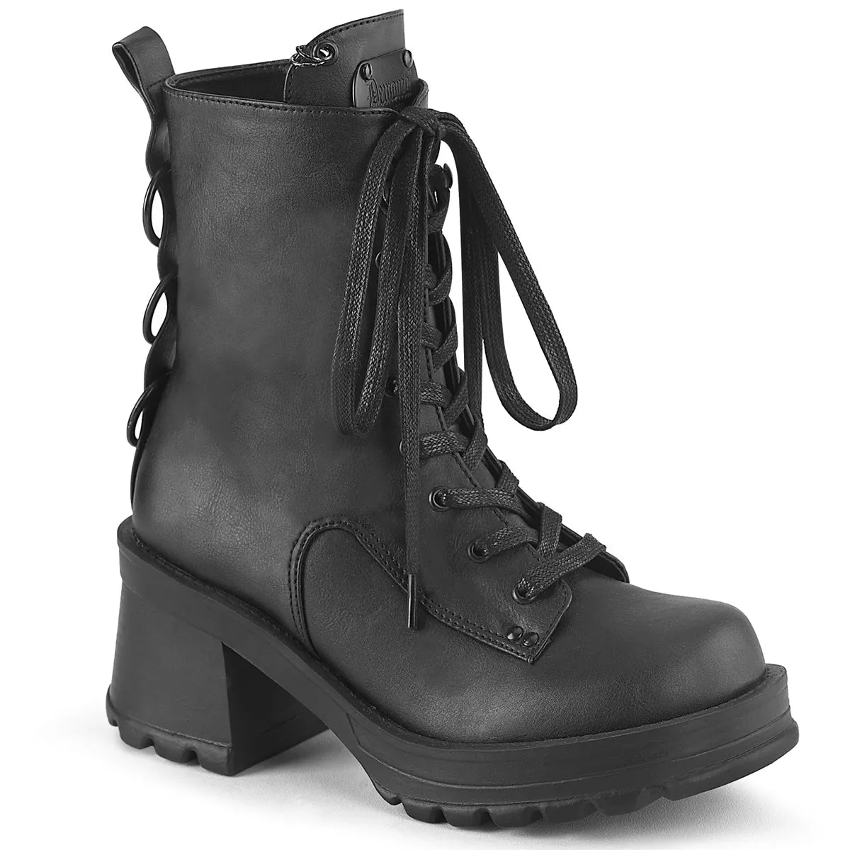 Demonia BRATTY-50 | Black Vegan Leather Ankle Boots