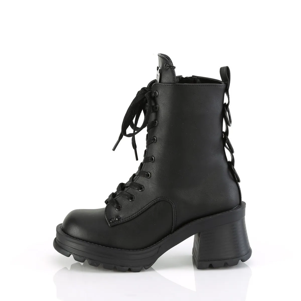 Demonia BRATTY-50 | Black Vegan Leather Ankle Boots