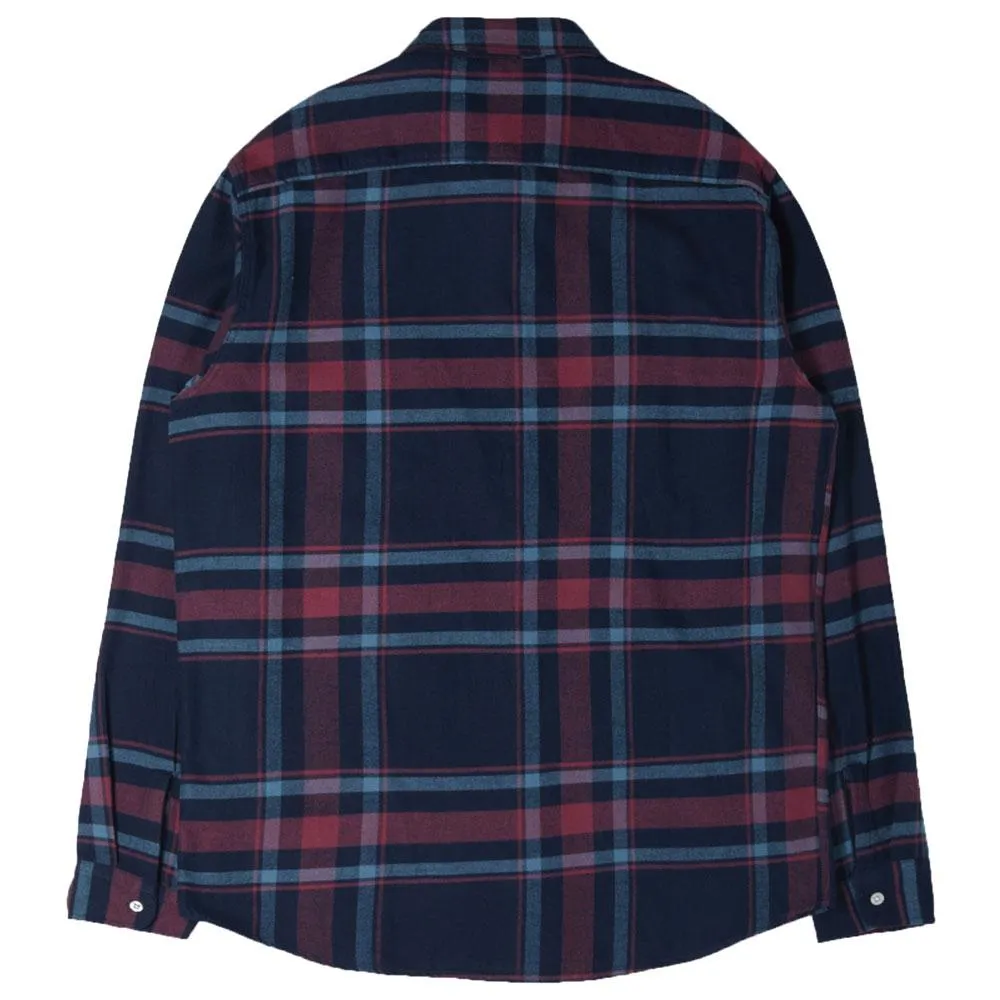 Edwin Labour Flannel Shirt - Oxblood Red Purple