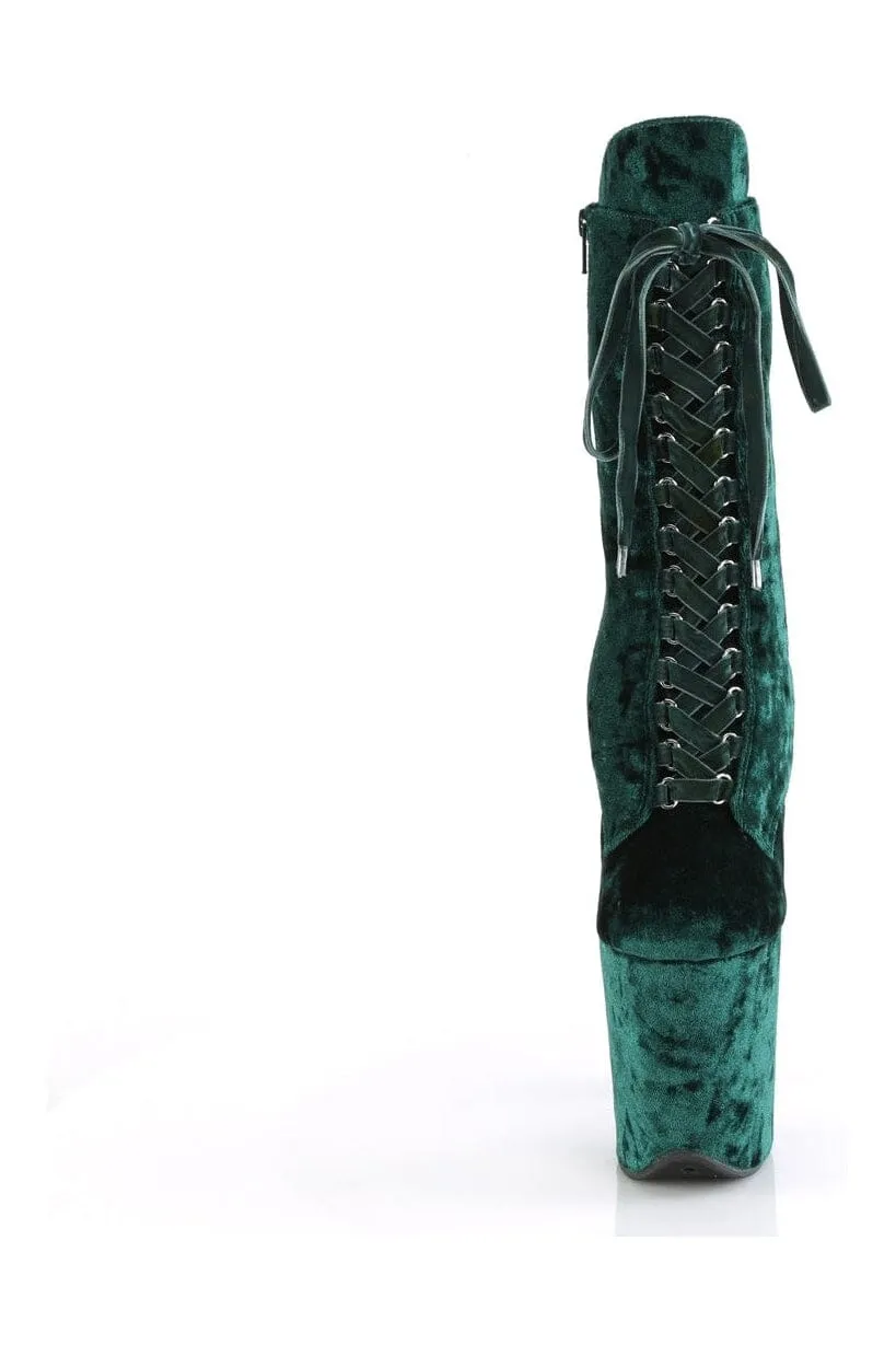 FLAMINGO-1045VEL Green Velvet Ankle Boot