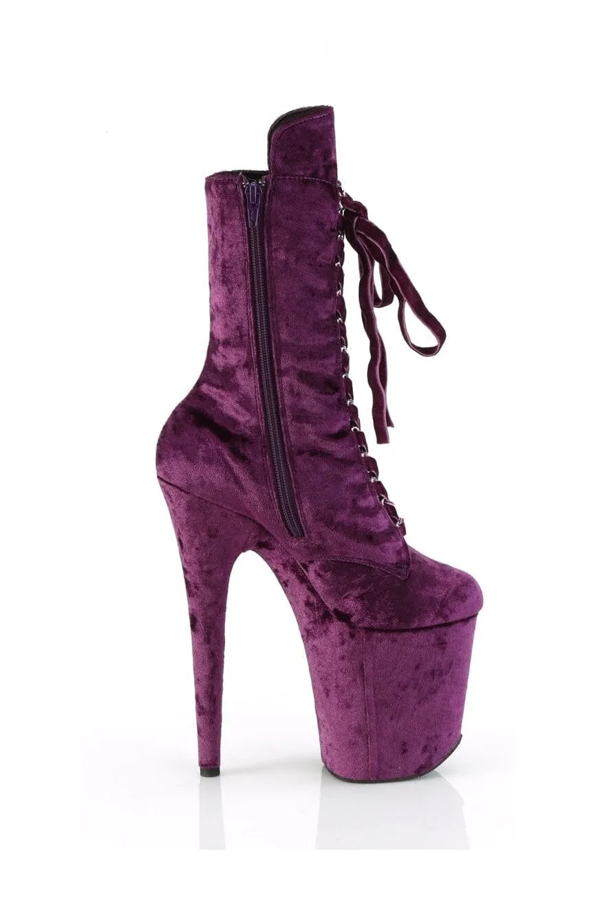 FLAMINGO-1045VEL Purple Velvet Ankle Boot