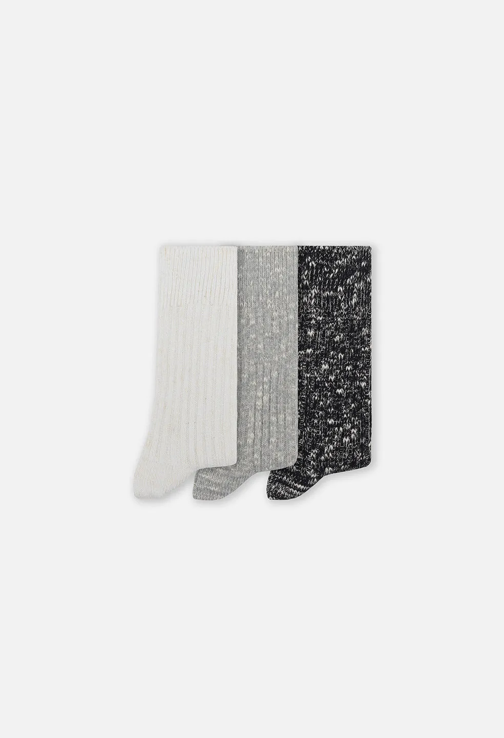 Foundation 3 Pack Socks / Grey x Ivory x Black