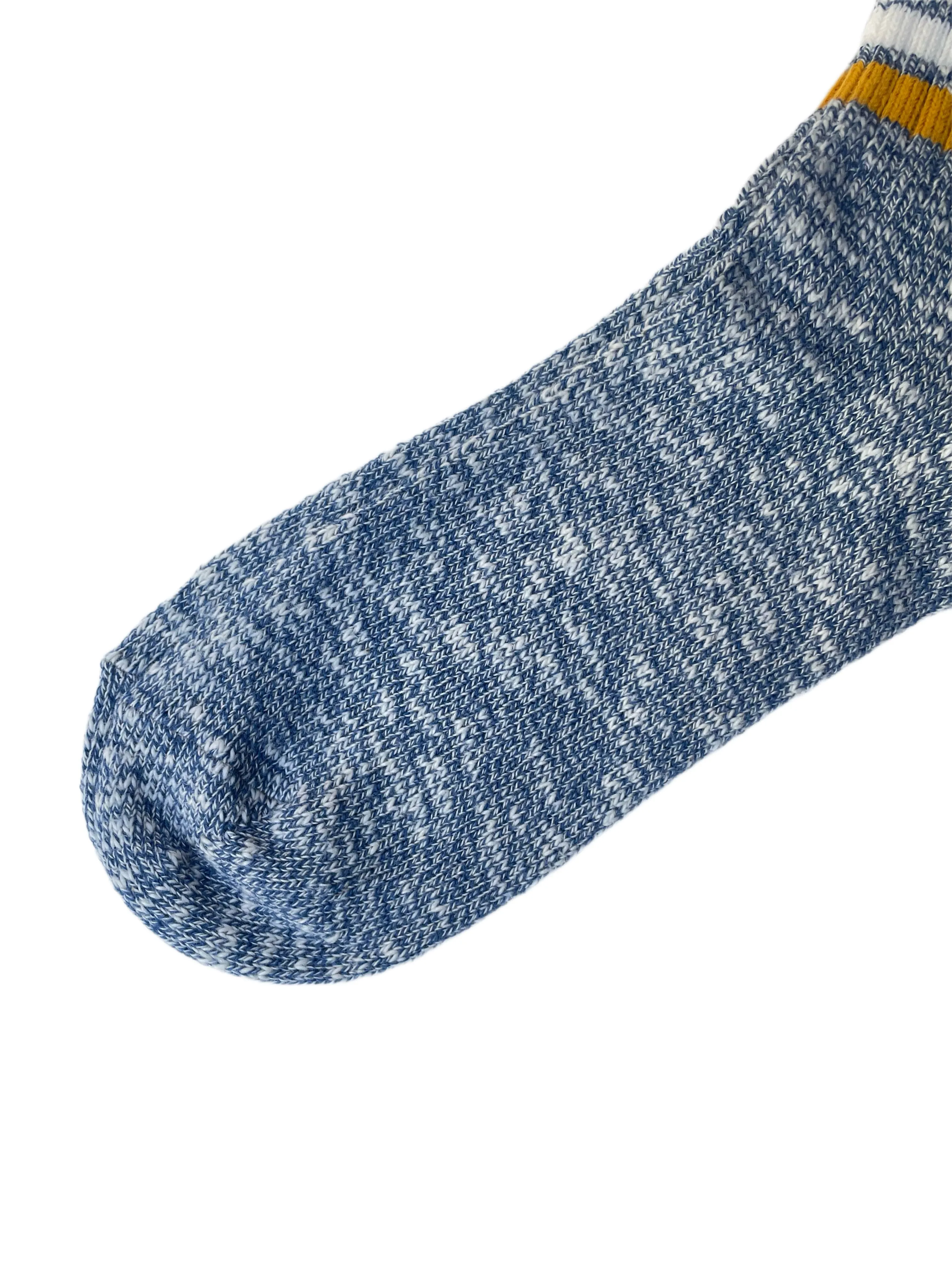 FRESH College Mid-Calf Lenght Socks in Denim White Yellow