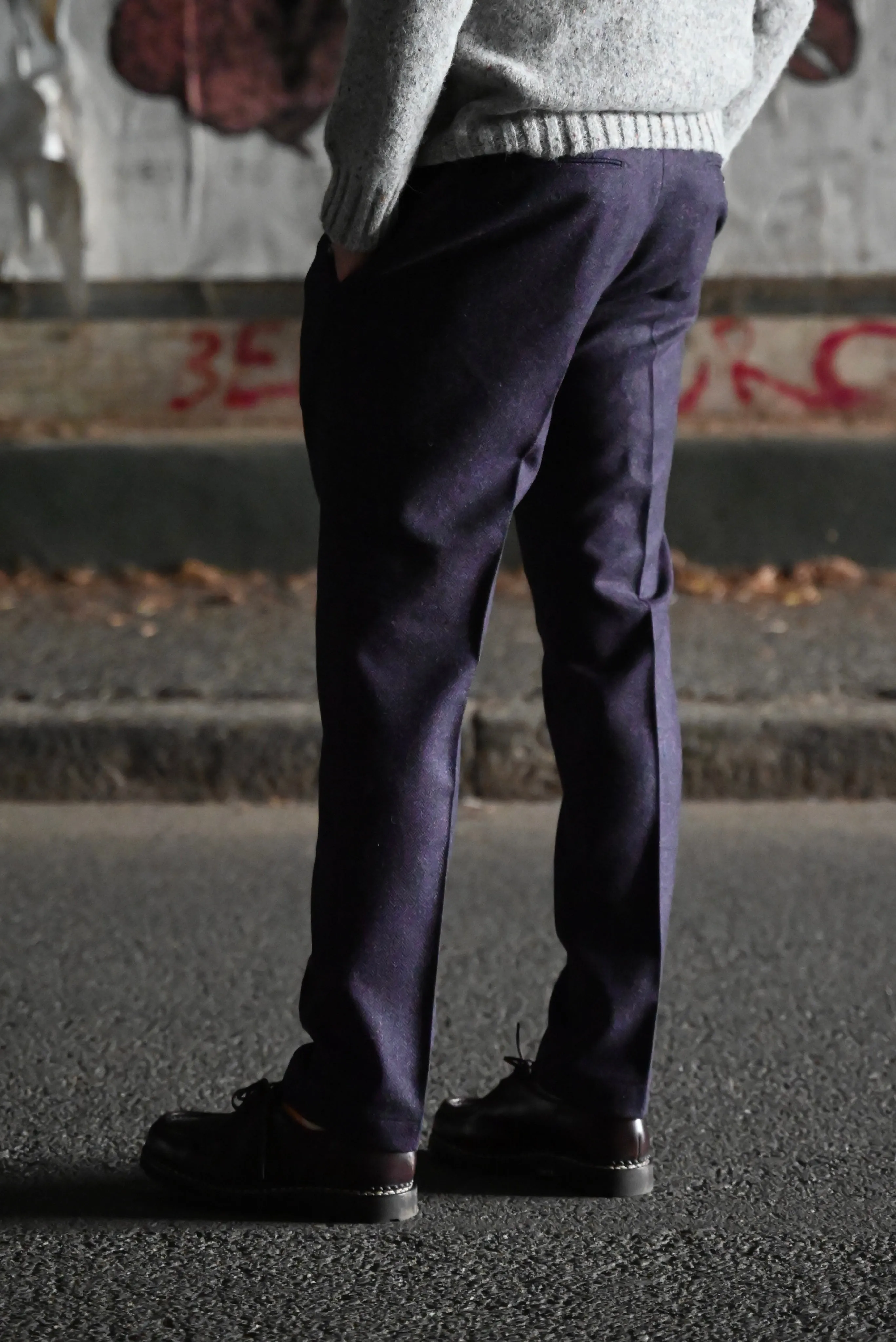 FRESH Wool Pleated Chino Pants In Purple