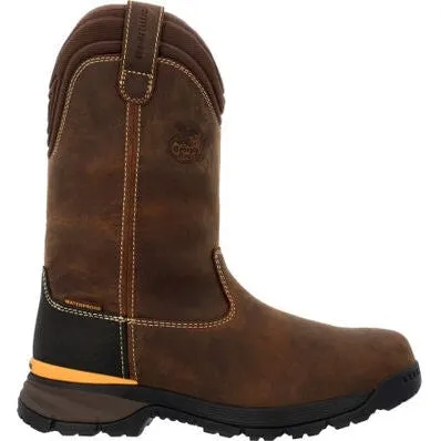 Georgia Men's TBD 11" Soft Toe WP Wellington Pull On Work Boot -Brown- GB00598