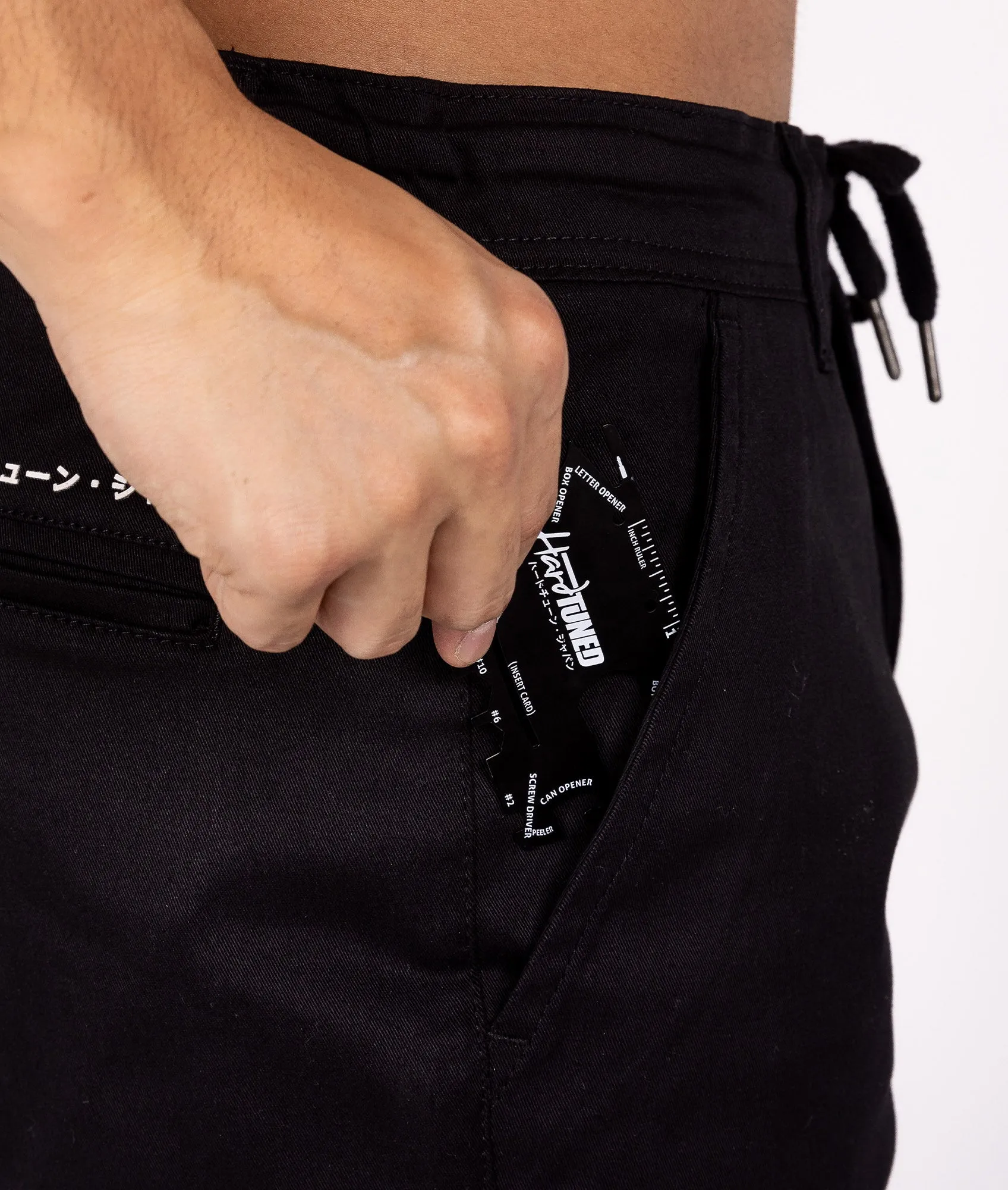 HardTuned Grid Cuffed Chinos - Black