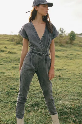 JANE SAYS  STONE WASHED JUMPSUIT - BLACK