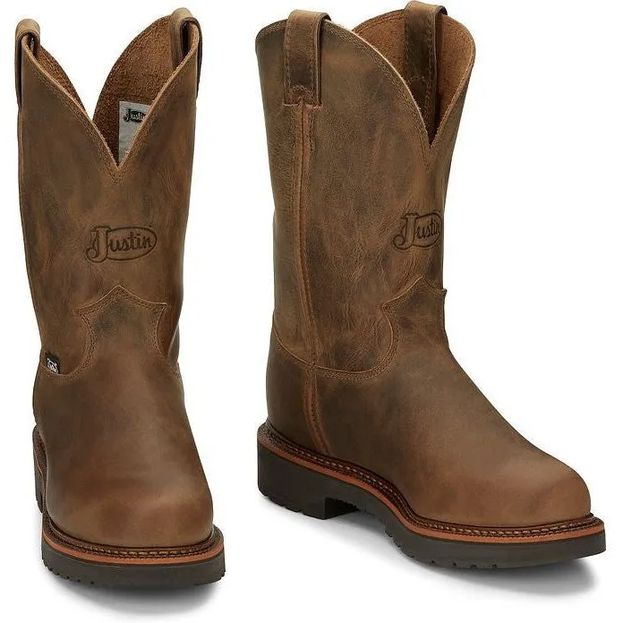 Justin Men's Blueprint 8 USA Western Work Boot -Tan- 4440