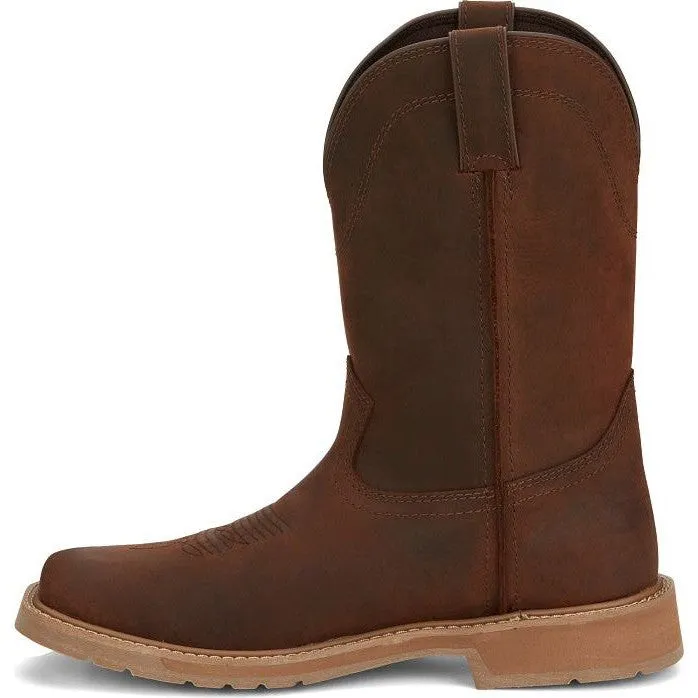 Justin Men's Buster 11 ST Pull On WesternvWork Boot -Brown- SE3100