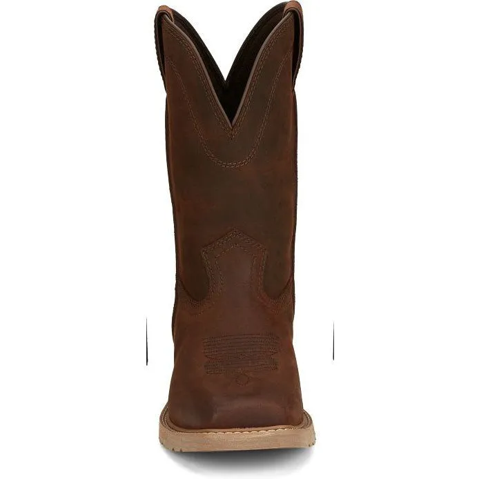 Justin Men's Buster 11 ST Pull On WesternvWork Boot -Brown- SE3100