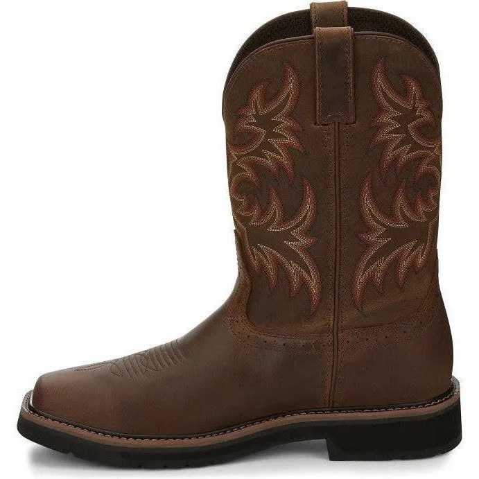 Justin Men's Driller 11 Steel Toe Western Work Boot -Brown- SE4690