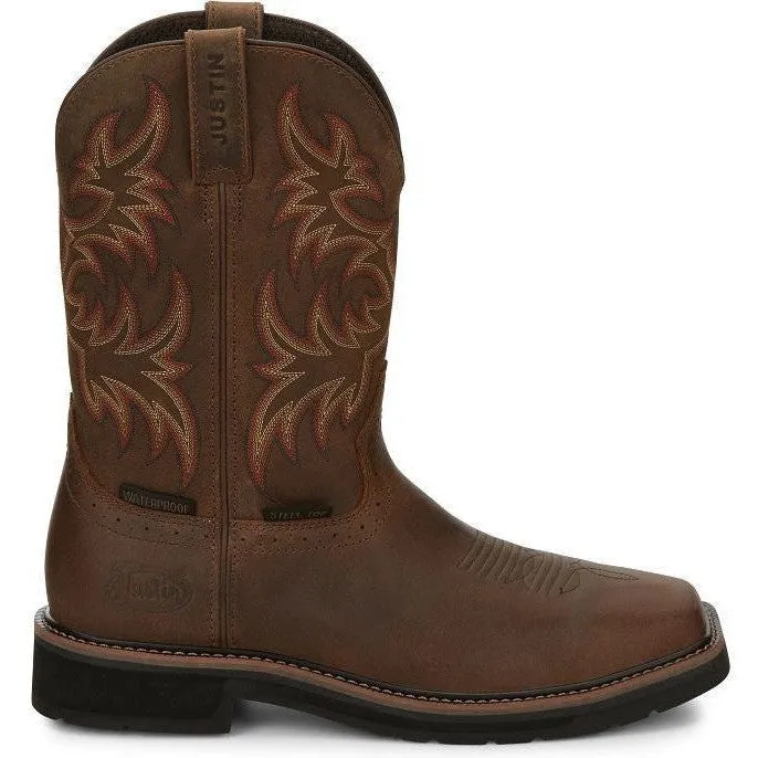 Justin Men's Driller 11 Steel Toe Western Work Boot -Brown- SE4690