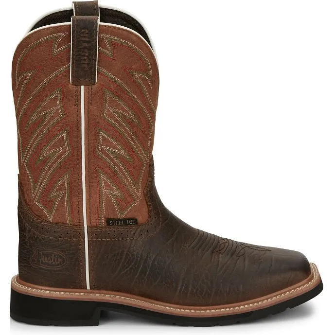 Justin Men's Electrician 11" ST Western Work Boot -Brown- SE4561