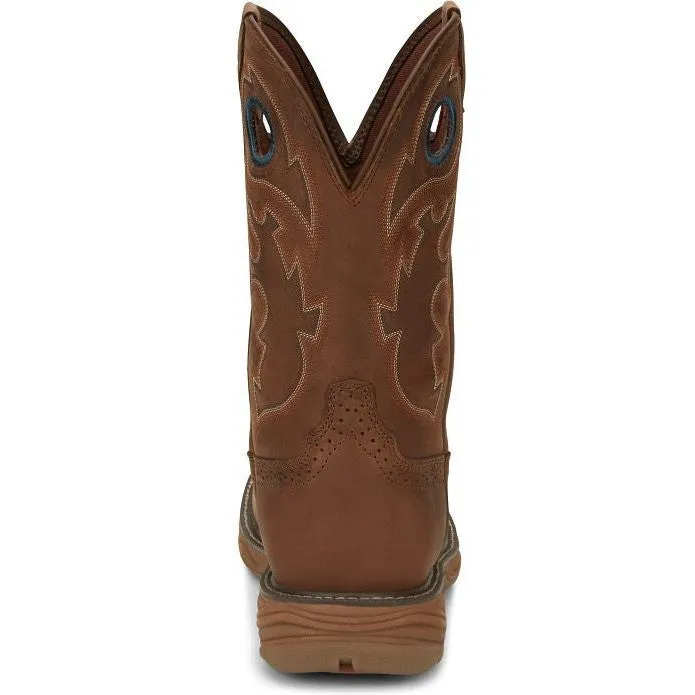 Justin Men's Rush 11 Round Toe WP Western Work Boot -Brown- SE4332