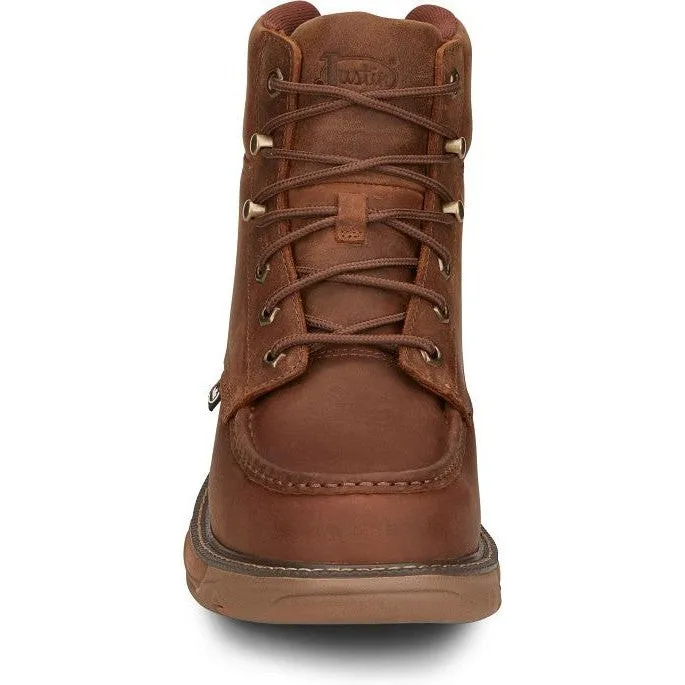 Justin Men's Rush 6 WP Wedge Western Work Boot -Brown- SE470