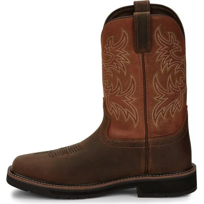 Justin Men's Switch 11" Composite Toe Western Work Boot -Brown- SE4812