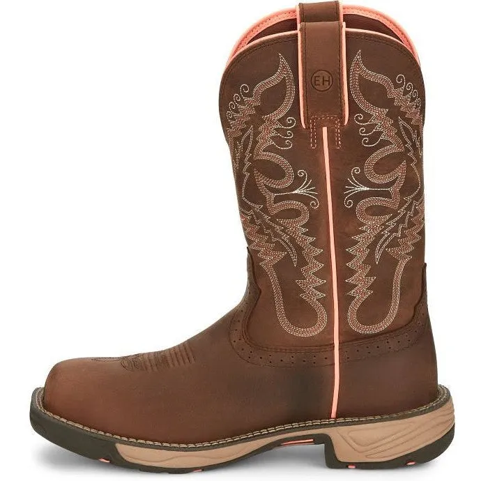 Justin Women's Rush 11 Comp Toe WP Western Work Boot -Brown- SE4357