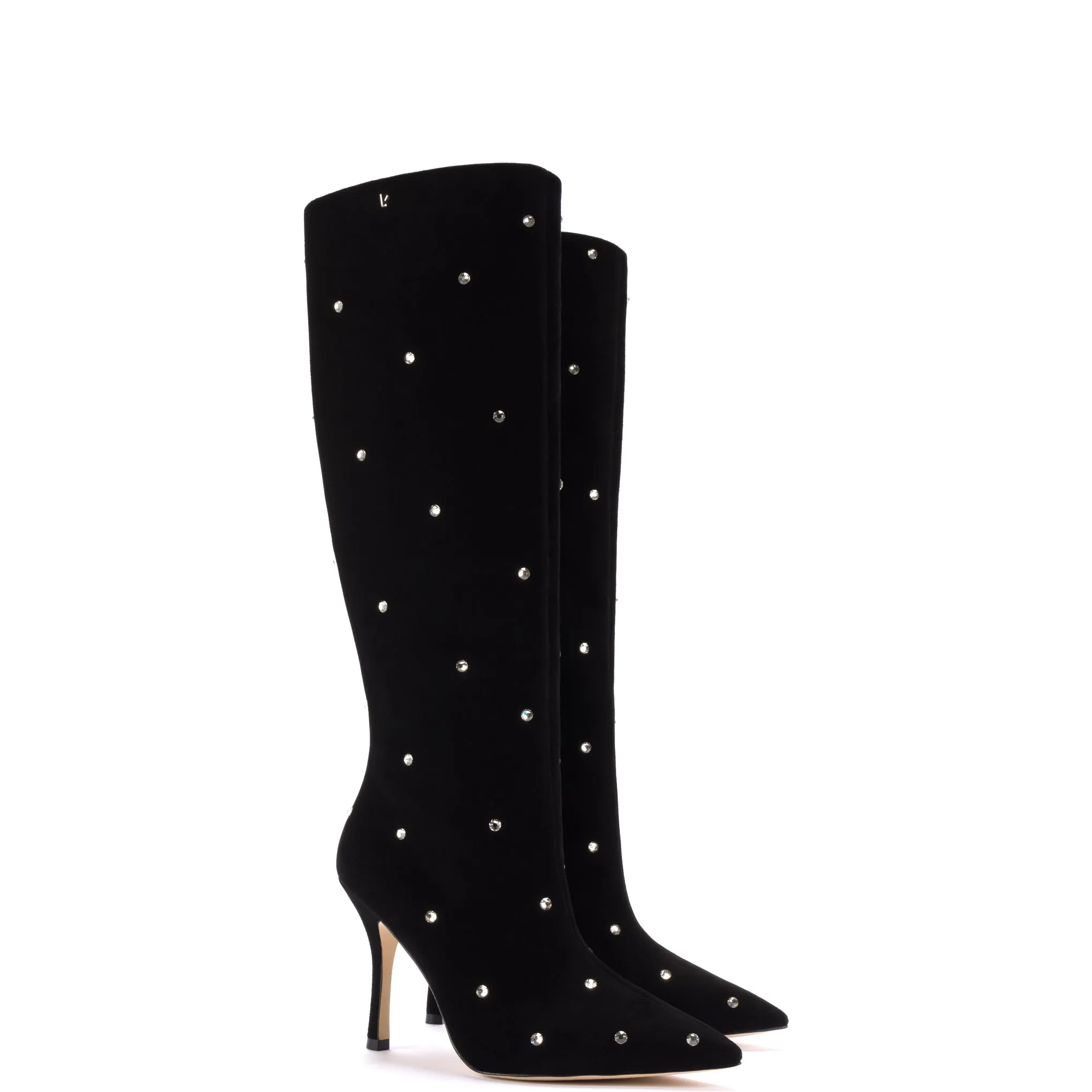 Kate Boot in Black Leather with Swarovski Crystals