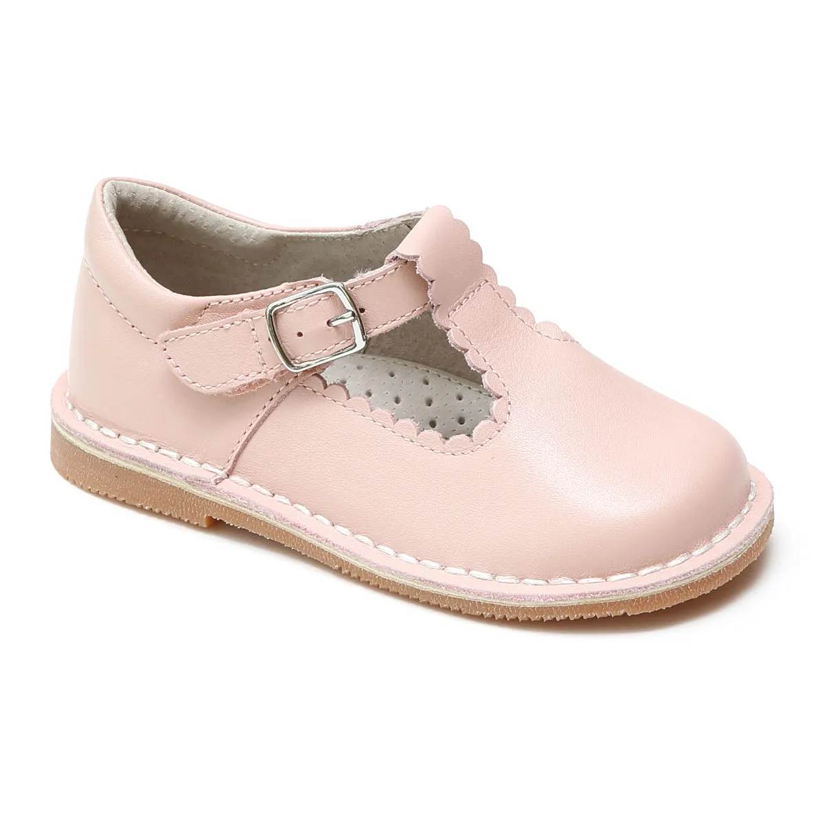 L'Amour Girls Selina Scalloped T-Strap Mary Janes