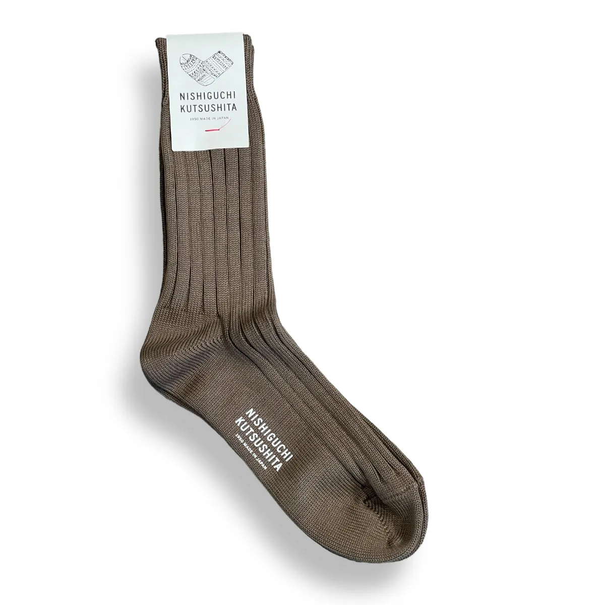 NISHIGUCHI KUTSUSHITA Egyptian Cotton Ribbed Socks chocolate milk