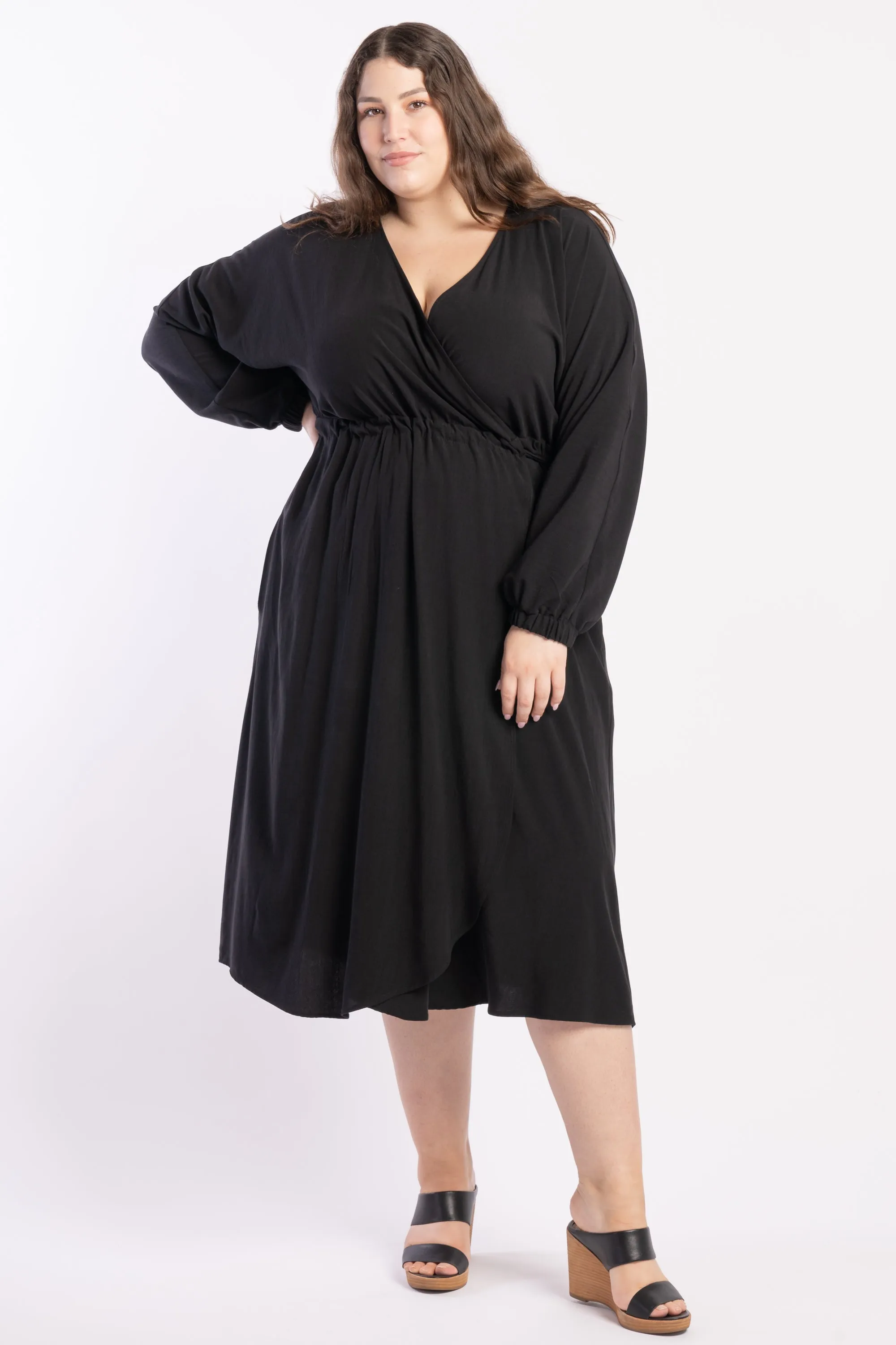 Piece of My Heart Wrap Dress - Black