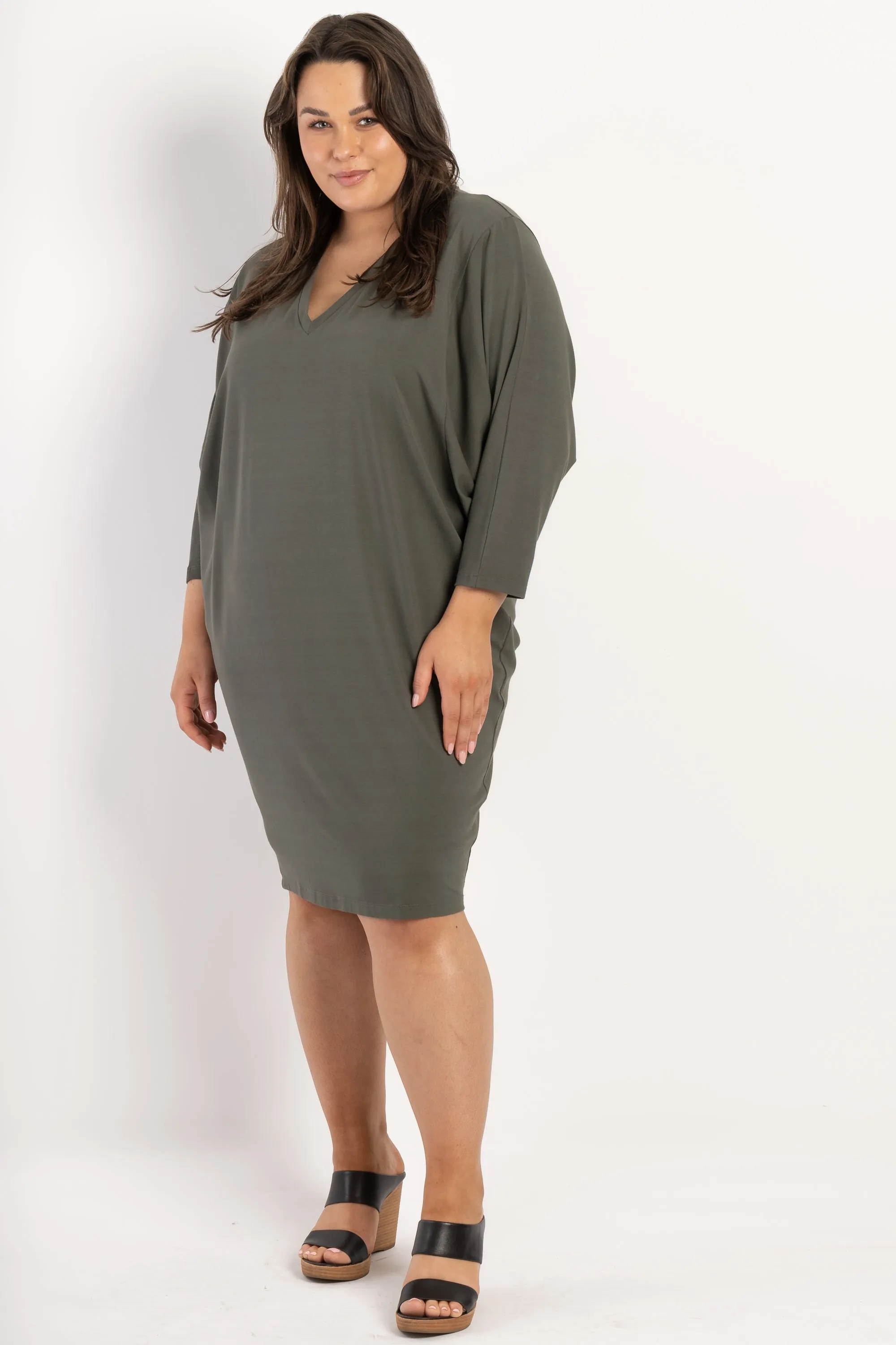 Rebel Yell Batwing Dress - Khaki