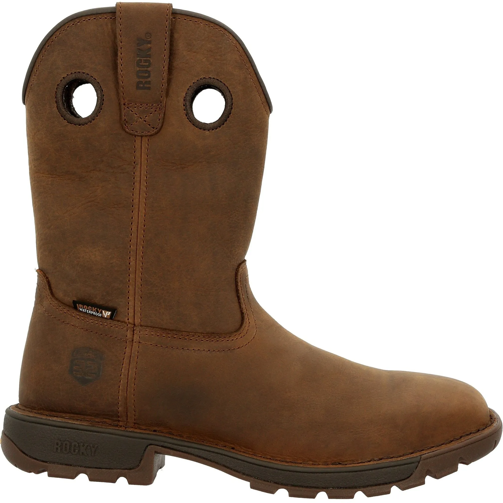 Rocky Men's Legacy 32 10" Stl Toe WP Western Work Boot- Brown- RKW0339