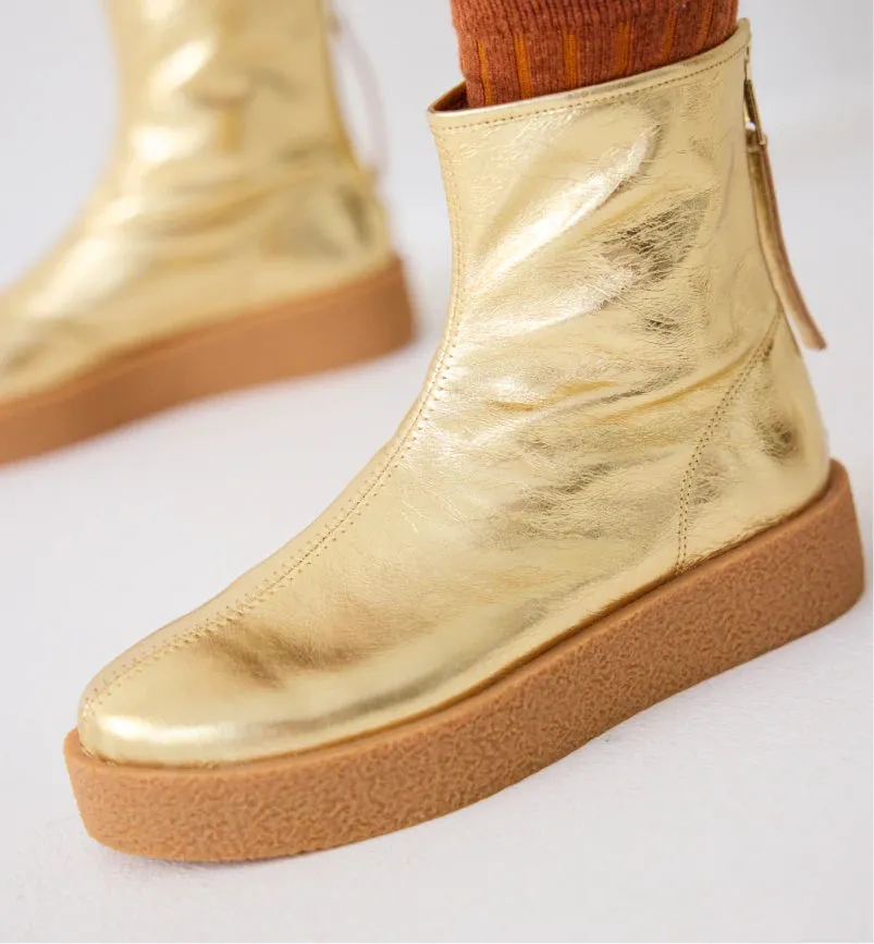 Shadow Boot in Leather | Gold Crush