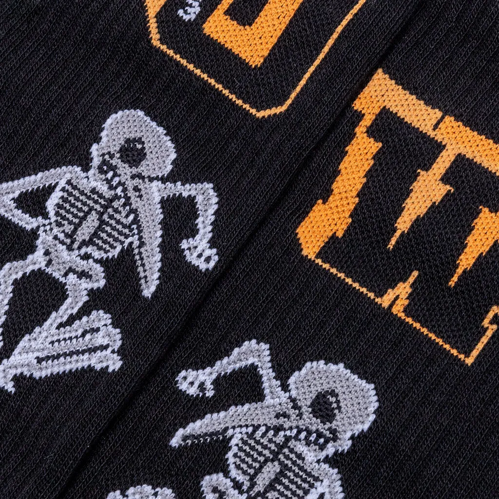 Skeleton Socks - Black/Orange