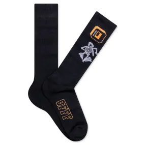 Skeleton Socks - Black/Orange