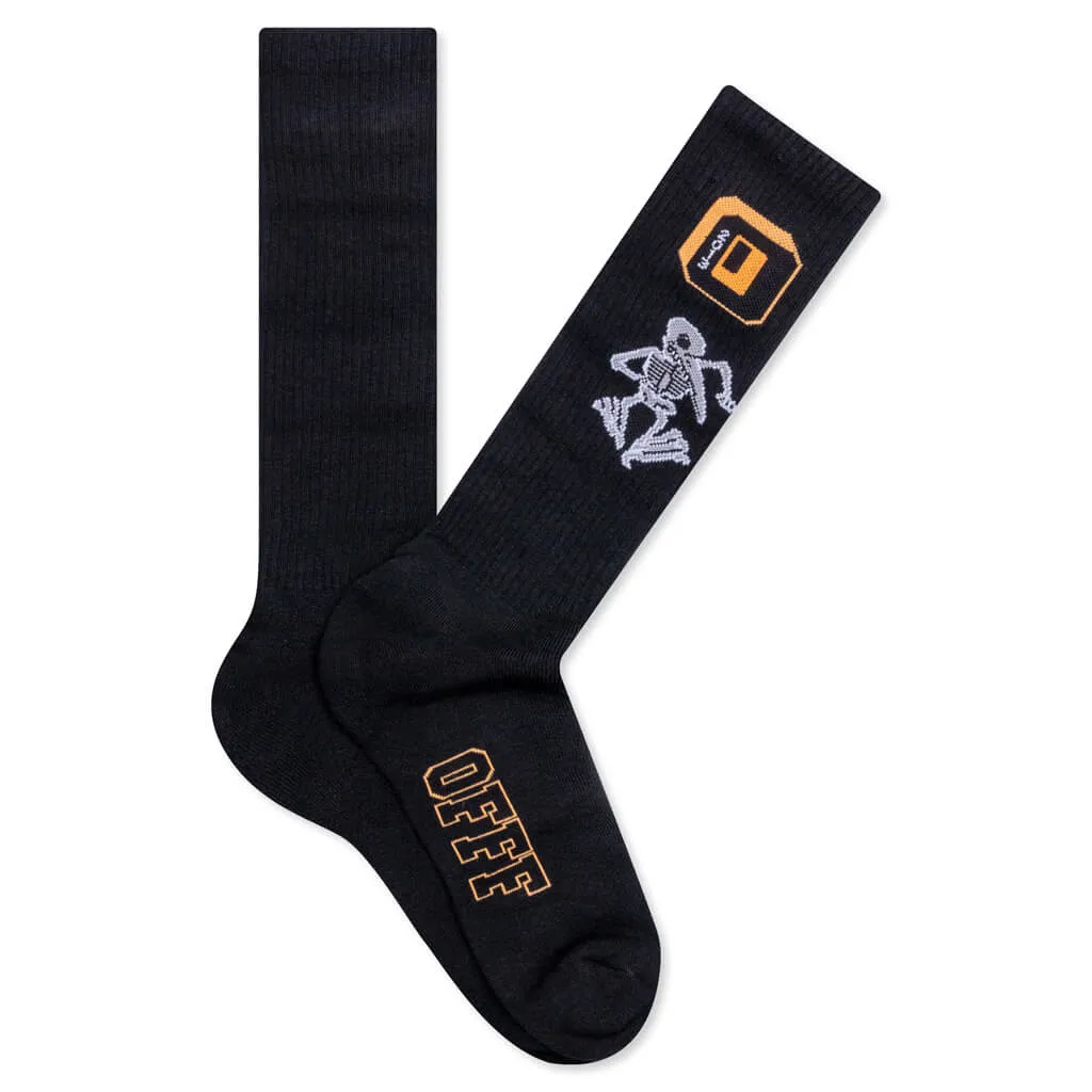 Skeleton Socks - Black/Orange